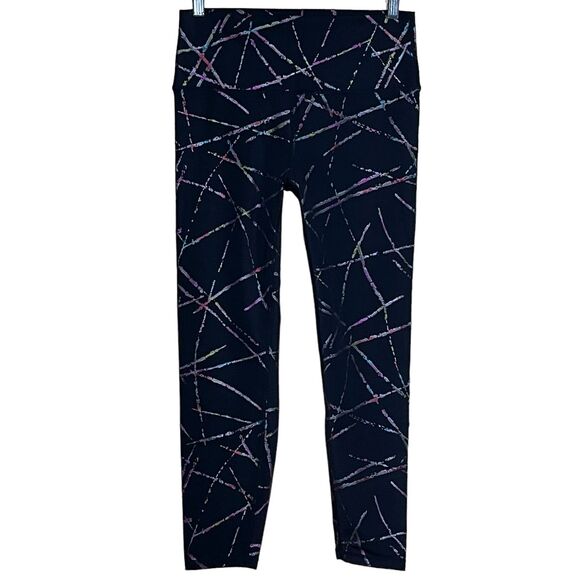 Zyia Active Black Abstract High Rise 7/8 Leggings 80’s Retro Workout Size 8-10 - Picture 2 of 8